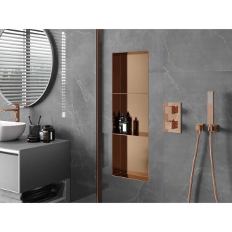 Mexen X-Wall-NR półka wnękowa bez kołnierza z półką 90 x 30 cm, miedź szczotkowana - 19C1903010S