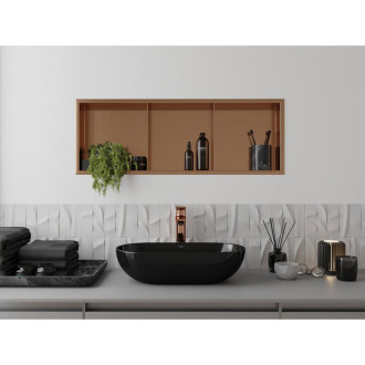 Mexen X-Wall-NR półka wnękowa bez kołnierza z półką 90 x 30 cm, miedź szczotkowana - 19C1903010S