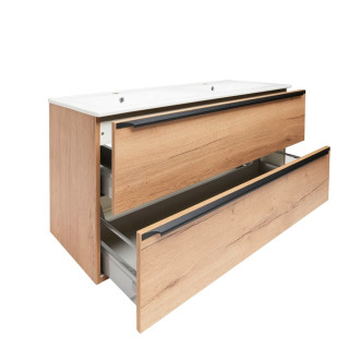 NEKOMPLETNÍ !!! Koupelnová skříňka s dvojumyvadlem Naturel Nobia 120x60x46 cm dub Sierra NOBIA120ZDS