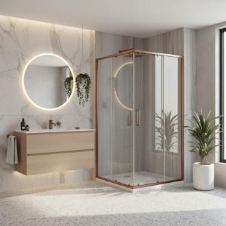 REA Sprchový kout City 80x100 Brush Copper KPL-K7981