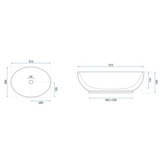 Umyvadlo na desku REA Carola Ombre