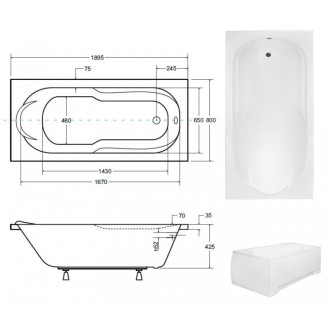 Obdélníková vana VINDOBONA