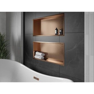 Mexen X-Wall-R półka wnękowa z kołnierzem 75 x 30 cm, miedź szczotkowana - 19C0753010