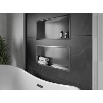 Mexen X-Wall-R półka wnękowa z kołnierzem 75 x 30 cm, gun gray szczotkowany - 19E0753010