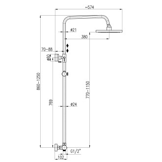 TERMOSTATICKÁ - Sprchový systém s termostatickou baterií a teleskopickou tyčí, Metal Grey - kartáčovaná TRM82.5/5-61MGK, RAV Slezák