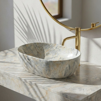 Umyvadlo na desku REA Amelia Ruststone 48