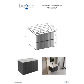 Spodní skříňka s umyvadlem AKYA LINEA grafitová matná