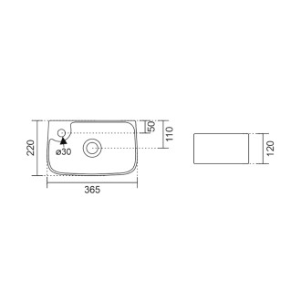BELLE keramické umývátko 36x22cm, bílá