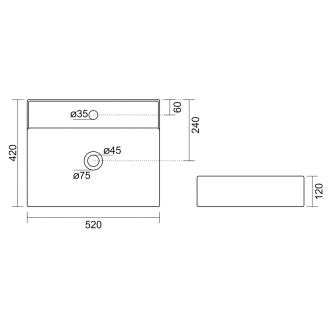 CALLIS keramické umyvadlo na desku 52x42cm, bílá