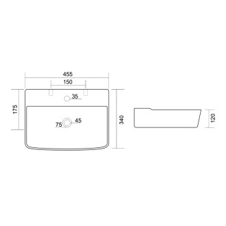 CRISTY keramické umyvadlo 45x34cm, bílá