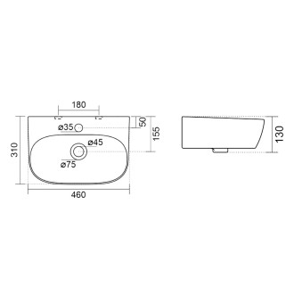 FLANNY keramické umývátko 46x31cm, bílá