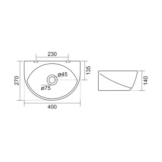 LIZA keramické umývátko 40x27cm, bílá