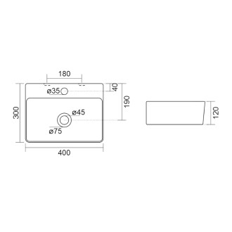 MERCY keramické umývátko 40x30cm, bílá