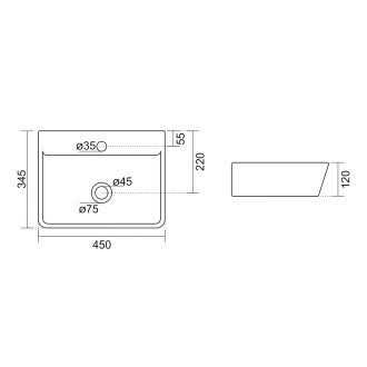 REEMA keramické umyvadlo 45x35cm, bílá