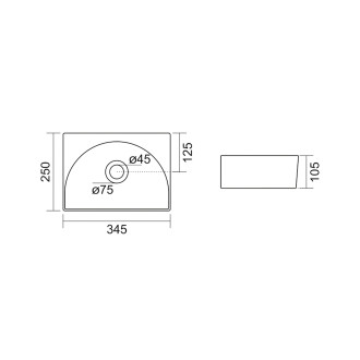 RUBIC keramické umývátko 34x25cm, bílá