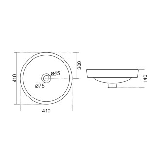ROLA keramické umyvadlo zápustné, průměr 41cm, bílá