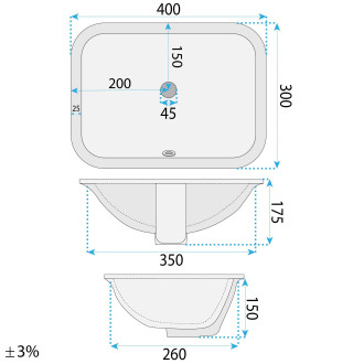Zápustné umyvadlo Rea Anabel 40