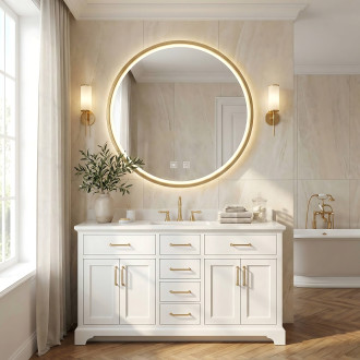 REA Zrcadlo LED 90cm broušená růžová zlatá HOM-05510