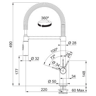 Franke FN 6993.031 FOX PRO Kuchyňská baterie, chrom 115.0486.993