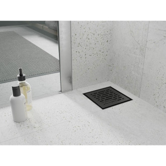 Mexen Flat-Q M01 wpust podłogowy kwadratowy 12 x 12 cm, czarny - 1710312