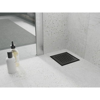 Mexen Flat-Q M08 wpust podłogowy kwadratowy 15 x 15 cm, czarny - 1710515