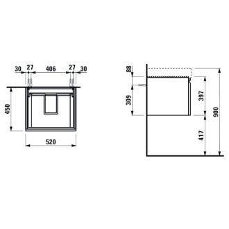 Skříňka pod umyvadlo Laufen Pro S 52x45 cm, vnitřní zásuvka, světlý dub H4833520964791