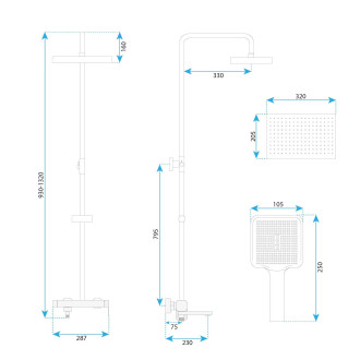 Sprchový set Rea Arlo Brush Gold