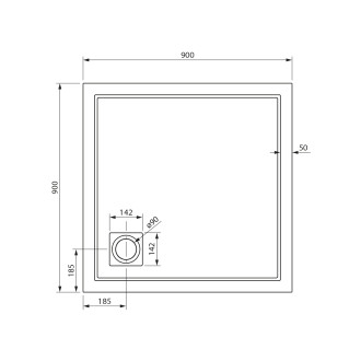 XENA sprchová vanička z litého mramoru, čtverec 90x90cm, bílá