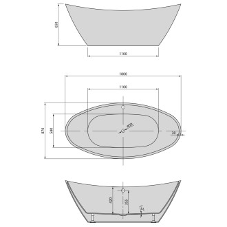 AVILA volně stojící vana 180x87x65cm, bílá