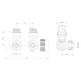 HYBRID-SADA, universální středový ventil s mosaznou rozetou