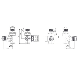 INTEGRATO-SADA, universální rohový ventil s mosaznou rozetou 1 ks