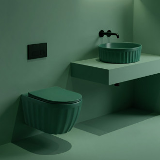 Rea Sada: Závěsná WC mísa + Umyvadlo na desku Rea Duo Matcha Matt KPL-K3002
