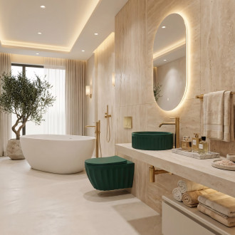 Sada: Závěsná WC mísa + Umyvadlo na desku Rea Duo Matcha Matt