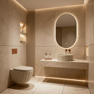 Sada: Závěsná WC mísa + Umyvadlo na desku Rea Duo Caffe Latte Matt