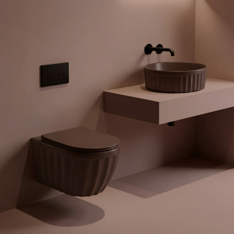 Sada: Závěsná WC mísa + Umyvadlo na desku Rea Duo Espresso Matt