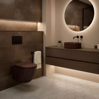 Sada: Závěsná WC mísa + Umyvadlo na desku Rea Duo Espresso Matt