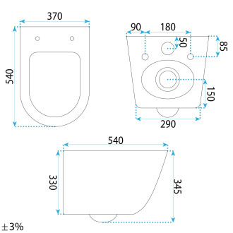 WC mísa bez splachovacího okruhu Rea Duo White