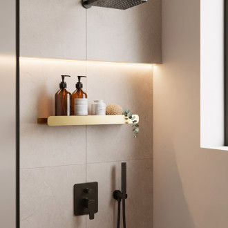 REA Rovná police do koupelny SF03 broušená zlatá REA-06007