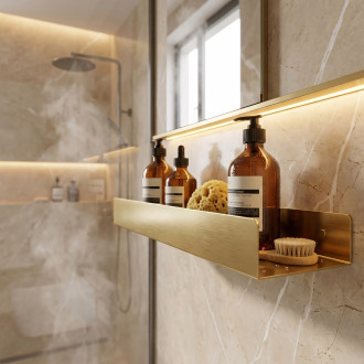 REA Rovná police do koupelny SF04 60cm broušená zlatá REA-06005