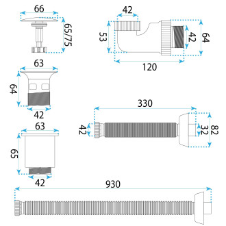 Umyvadlový sifon s univerzální výpustí click-clack REA Flow Chrome