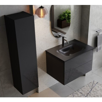 Boční vysoká skříňka AKYA CLASSIC grafitová lesklá