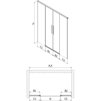 Posuvné sprchové dveře Mexen Rox 150 cm, průhledné, zlaté - 8C2-150-002-50-00