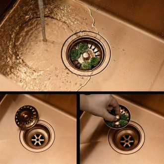 Ocelový dřez Fin BRUSH COPPER