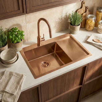 REA Ocelový dřez Fin BRUSH COPPER KPL-06018