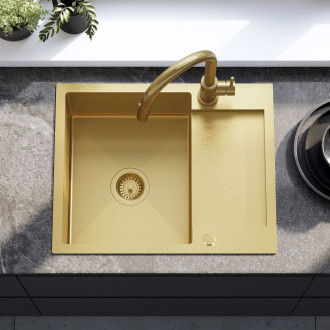 Rea Ocelový dřez Paul BRUSH GOLD KPL-96010