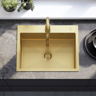 Rea Ocelový dřez Liam BRUSH GOLD KPL-96007