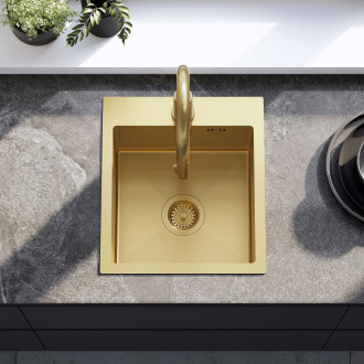 Rea Ocelový dřez Leo 40 BRUSH GOLD ZLE-06001