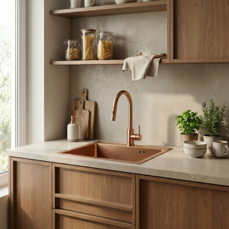 REA Ocelový dřez Leo 50 BRUSH COPPER KPL-06015