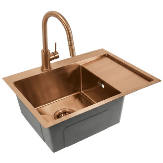 Ocelový dřez Fin BRUSH COPPER