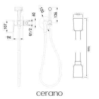 CERANO - Bidetová podomítková baterie Salora - černá matná